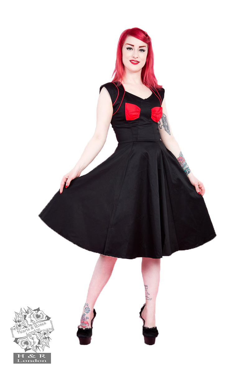 Black Red Bow Lady Hepburn Dress